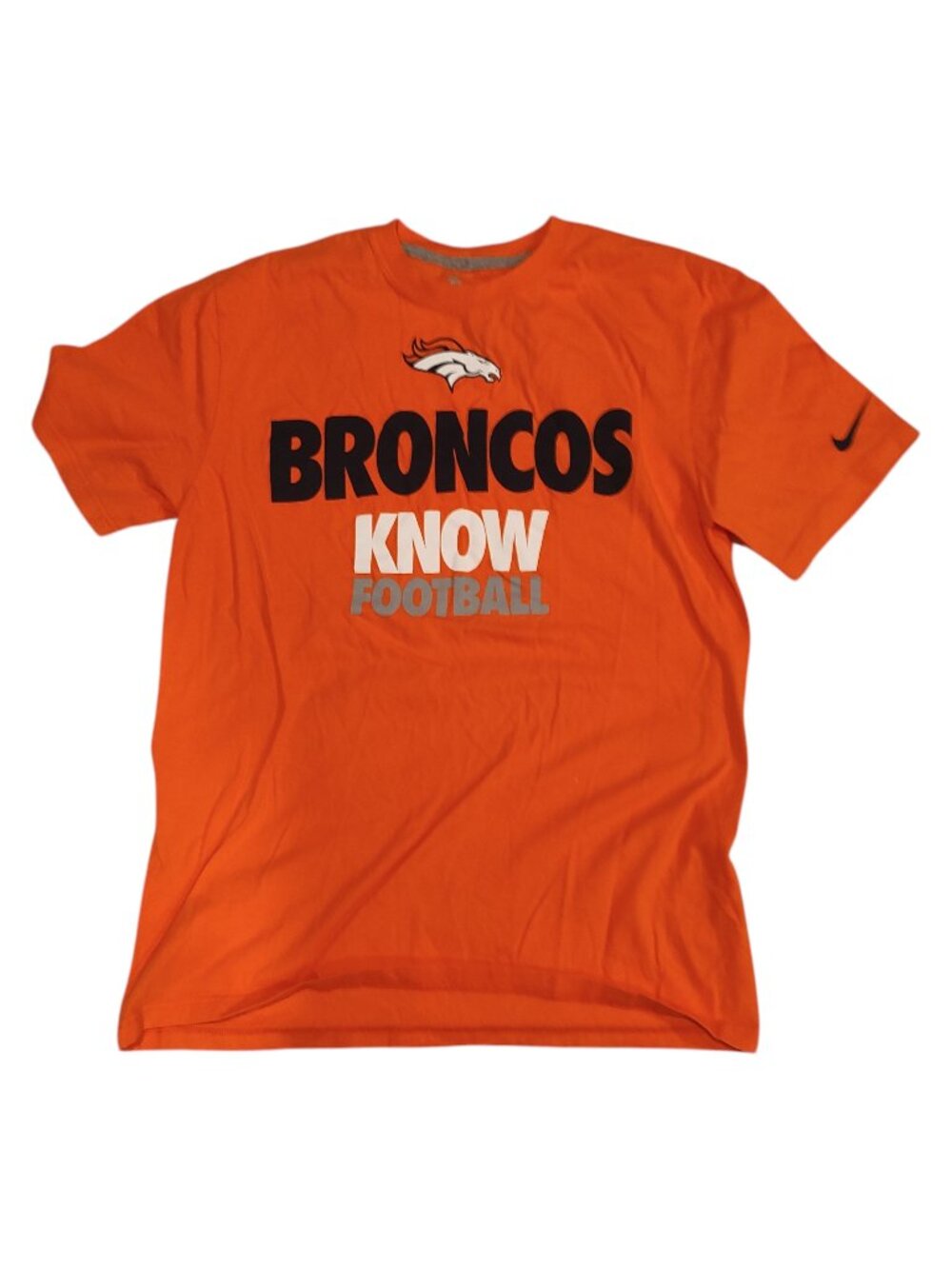 Nike NFL Team Apparel "Broncos Know Football" Denver Size Large Cotton Orange